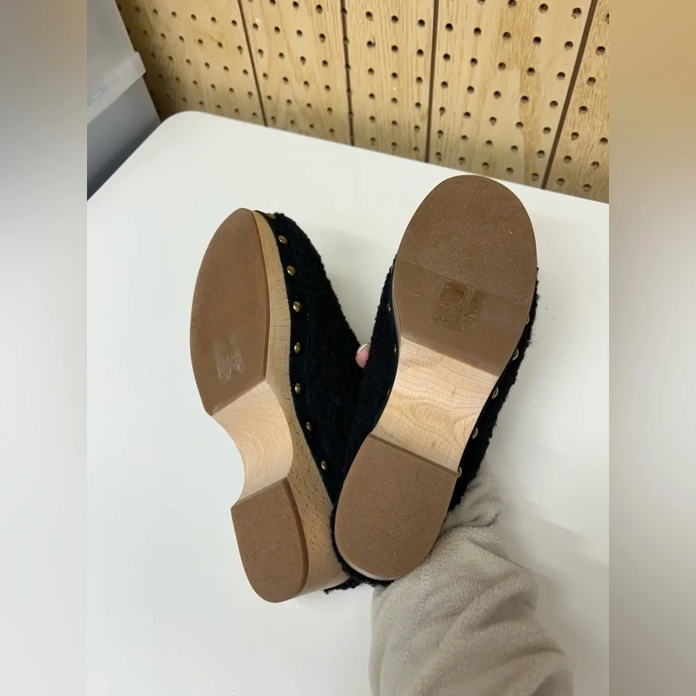 J.Crew Sherpa Black Clogs
